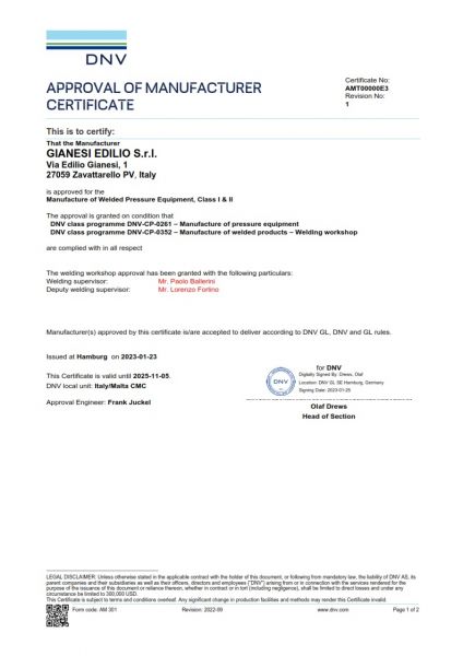 DNV certification